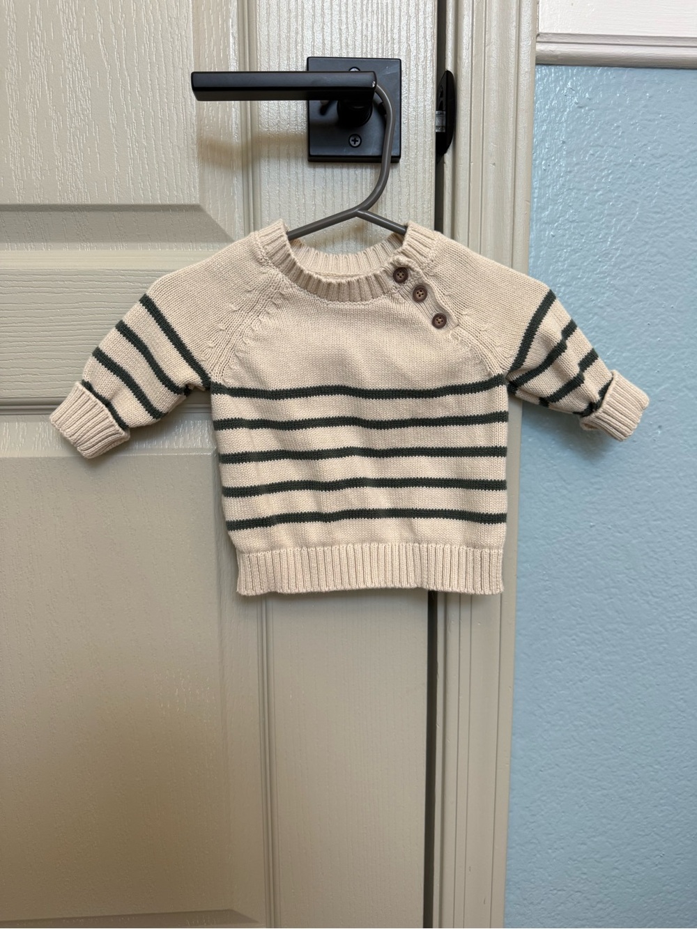 Carter's Cream Sweater with Dark Green Stripes